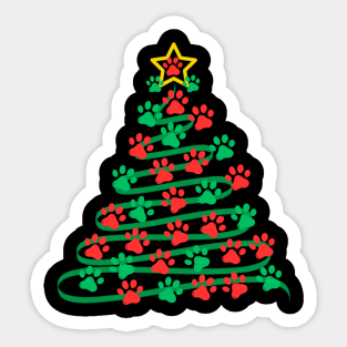 Paw Print Christmas Tree Sticker